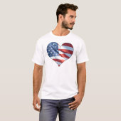 Patriottisch hart Vormde Amerikaanse vlag T-shirt (Voorkant volledig)