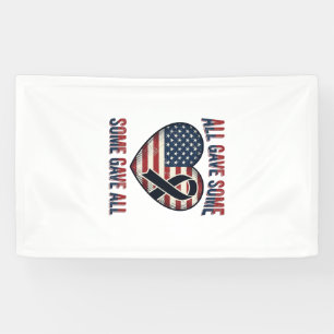 Patriottisch Herdenkingshartlint Veteranen T-shirt Spandoek