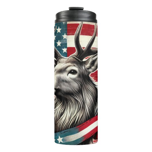 Patriottisch hert met Amerikaanse vlag Thermosbeker (Voorkant)