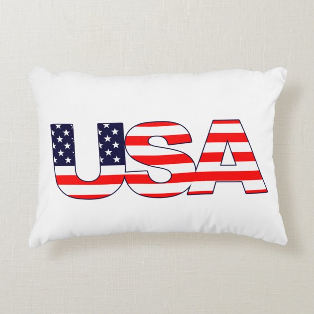 Patriottisch het woord Verenigde Staten in Amerika Accent Kussen (Voorkant)