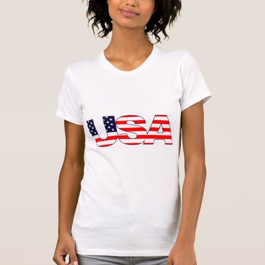 Patriottisch het woord Verenigde Staten in Amerika T-shirt (Voorkant)