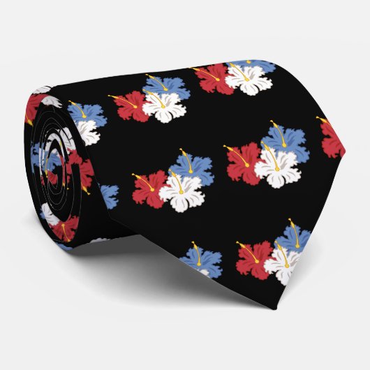 Patriottisch Hibiscus Stropdas (Opgerold)