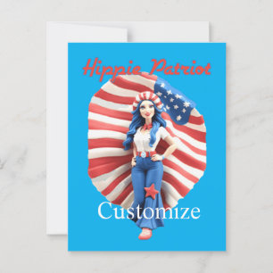 Patriottisch Hippie Meisje Thunder_Cove Briefkaart