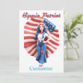 Patriottisch Hippie Meisje Thunder_Cove Kaart (Staand voorkant)