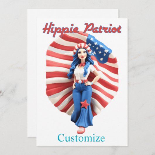 Patriottisch Hippie Meisje Thunder_Cove Kaart (Voorkant / Achterkant)