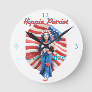 Patriottisch Hippie Meisje Thunder_Cove Ronde Klok