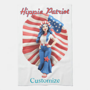Patriottisch Hippie Meisje Thunder_Cove Theedoek