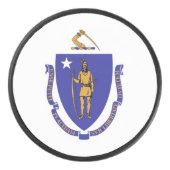 Patriottisch hockey puck met vlag van Massachusett (Voorkant)