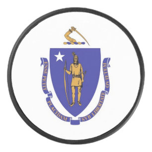 Patriottisch hockey puck met vlag van Massachusett