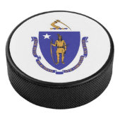 Patriottisch hockey puck met vlag van Massachusett (3/4)