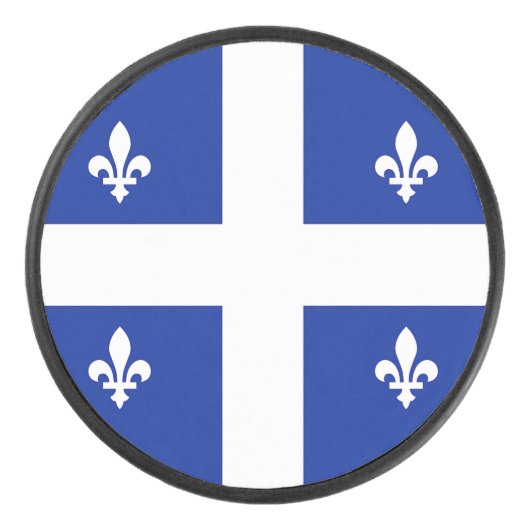 Patriottisch hockey puck met vlag van Quebec (Voorkant)