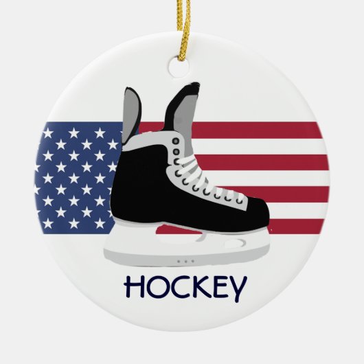 Patriottisch Hockey Schaats Design Ornament (Voorkant)