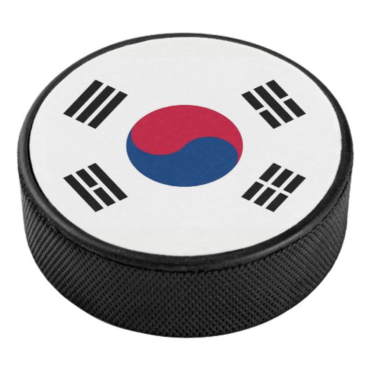 Patriottisch hockeyteam met Zuid-Koreaanse vlag Hockey Puck (3/4)