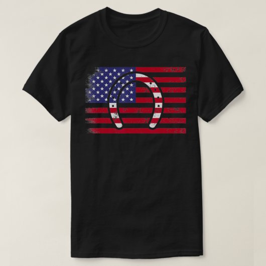 Patriottisch Hoefijzer Amerikaanse vlag 4 juli ani T-shirt (Design voorkant)