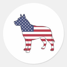 Patriottisch Hondenliefhebber VS Vlag Ontwerp 4 ju Ronde Sticker