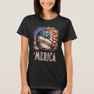Patriottisch Honkbal 4 juli Amerika Amerikaans T-shirt
