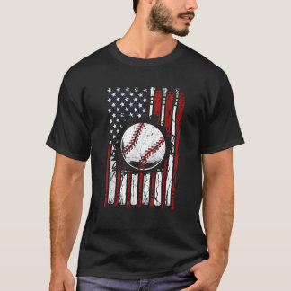 Patriottisch Honkbal 4 juli Amerikaanse vlag M T-shirt