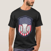 Patriottisch honkbal 4 juli Amerikaanse vlag T-shirt (Voorkant)