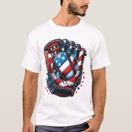 Patriottisch honkbal 4 juli Amerikaanse vlag USA T-shirt
