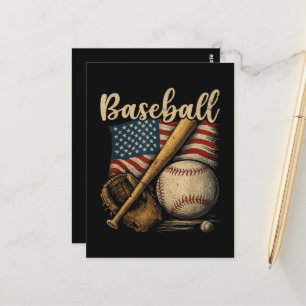 Patriottisch honkbal Amerikaanse vlag vintage spor Briefkaart
