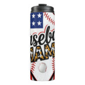 Patriottisch honkbal Mama Vibes Thermosbeker (Voorkant)