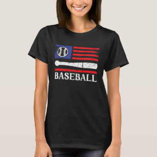 Patriottisch honkbal op 4 juli de Amerikaanse vlag T-shirt