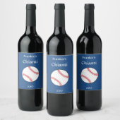 Patriottisch Honkbal Rood Wit Blauw Wijn Label Etiket (Flessen)