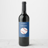 Patriottisch Honkbal Rood Wit Blauw Wijn Label Wijn Etiket (Voorkant)