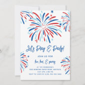 Patriottisch Honkbal & Vuurwerk 4 juli Feest Kaart (Voorkant)