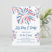 Patriottisch Honkbal & Vuurwerk 4 juli Feest Kaart (Staand voorkant)