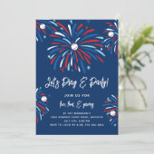 Patriottisch Honkbal & Vuurwerk 4 juli Feest Kaart (Staand voorkant)