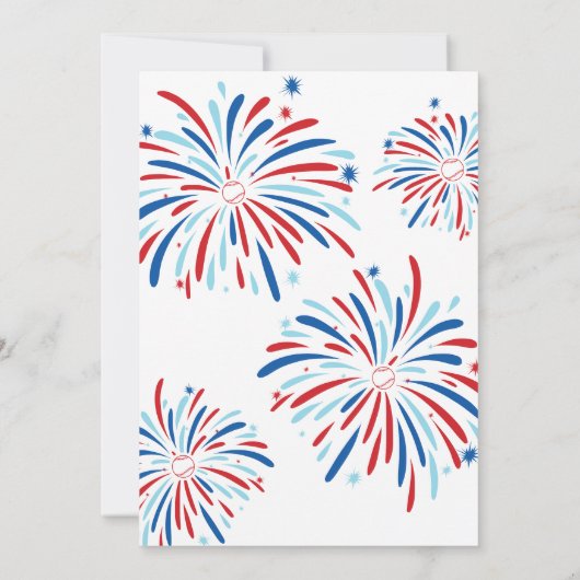 Patriottisch Honkbal & Vuurwerk 4 juli Feest Kaart (Achterkant)