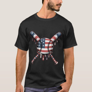 Patriottisch honkbalshirt Amerikaanse vlag druipen T-shirt