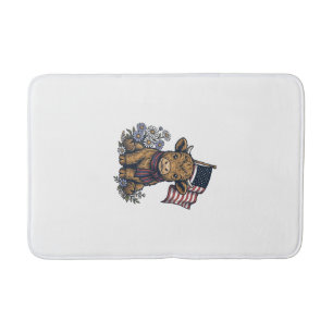 Patriottisch hooglandkalf met vlag vintage vector_ badmat