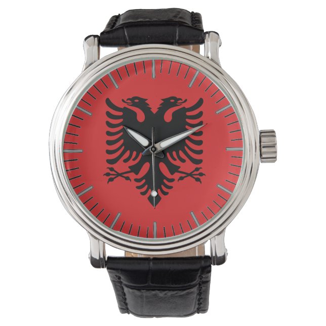 Patriottisch horloge met vlag van Albanië (Voorkant)