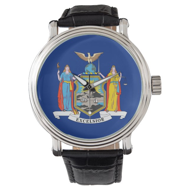 Patriottisch horloge met vlag van de staat New Yor (Voorkant)