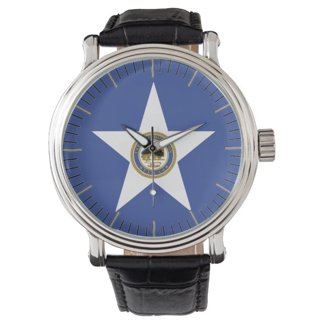 Patriottisch horloge met vlag van Houston (Voorkant)