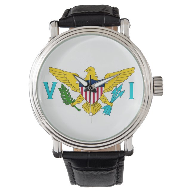Patriottisch horloge met vlag van Maagdeneilanden (Voorkant)