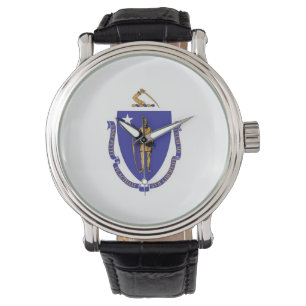 Patriottisch horloge met vlag van Massachusetts