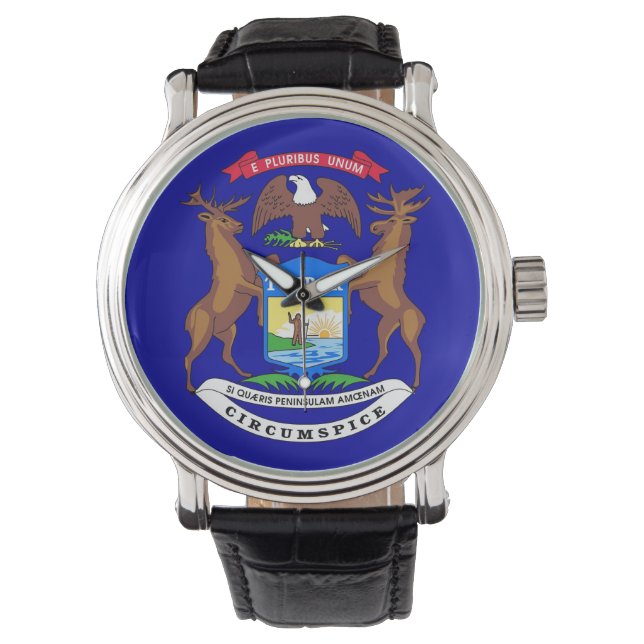 Patriottisch horloge met vlag van Michigan (Voorkant)