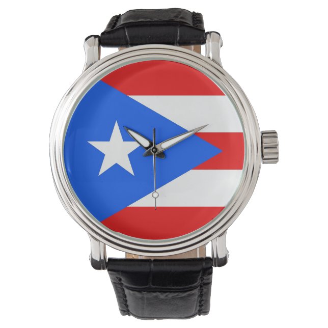 Patriottisch horloge met vlag van Puerto Rico (Voorkant)