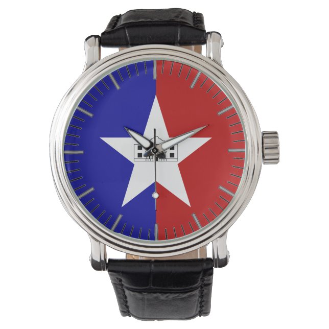 Patriottisch horloge met vlag van San Antonio (Voorkant)