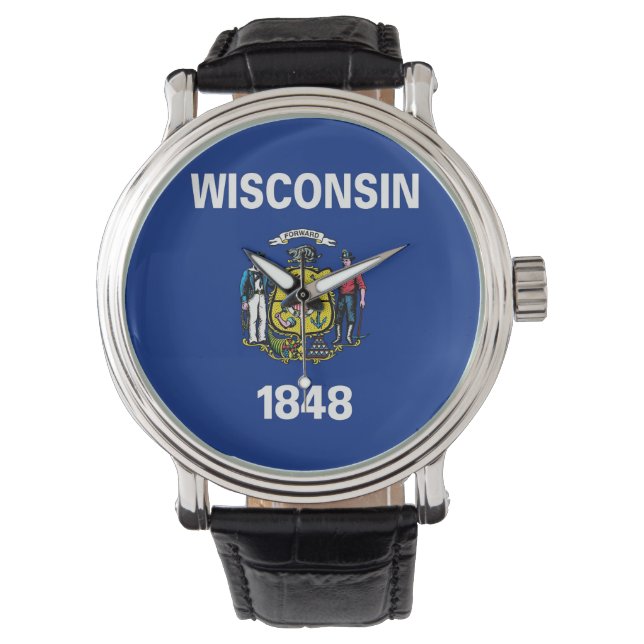 Patriottisch horloge met vlag van Wisconsin (Voorkant)