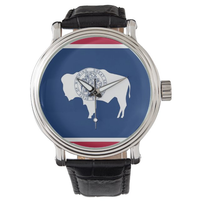 Patriottisch horloge met vlag van Wyoming (Voorkant)
