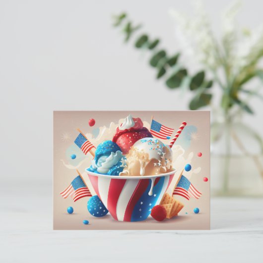 Patriottisch ijsdessert briefkaart (Staand voorkant)