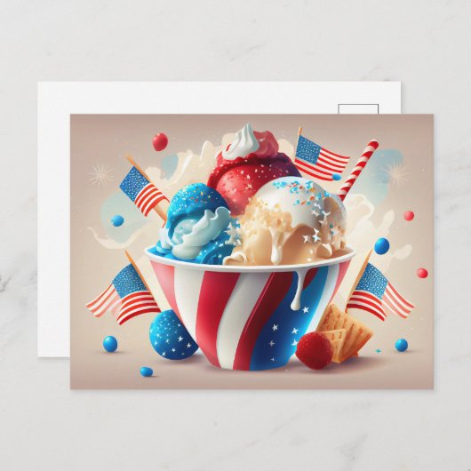 Patriottisch ijsdessert briefkaart (Voorkant / Achterkant)
