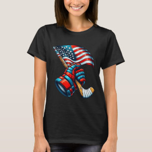 Patriottisch IJshockey 4 juli Amerikaanse Onafhank T-shirt