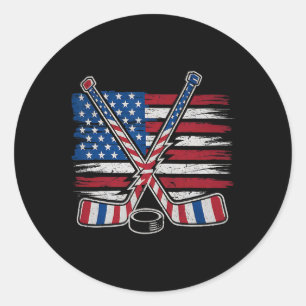 Patriottisch IJshockey 4 juli VS Onafhankelijkheid Ronde Sticker