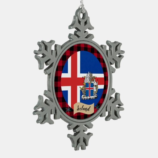 Patriottisch IJsland, buffelpleister, IJslandse vl Tin Sneeuwvlok Ornament (Links)