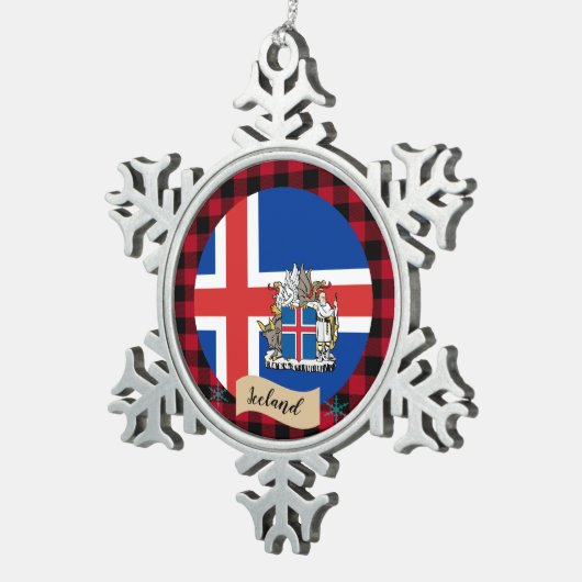 Patriottisch IJsland, buffelpleister, IJslandse vl Tin Sneeuwvlok Ornament (Rechts)